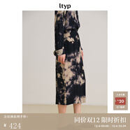 旅途原品【明星同款】ltyp墨上花開(kāi)真絲手工拔染半裙時(shí)尚優(yōu)雅八分/拖地裙 八分-藍杏色-潑墨扎染 L