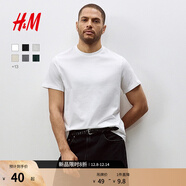 H&M男裝女裝T恤秋冬透氣圓領(lǐng)短袖運動(dòng)上衣短袖內搭打底衫0685816 白色 XS 165/84