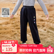 茵曼（INMAN）加絨女童束腳休閑褲冬新款兒童長(cháng)褲防寒保暖衛褲中大童運動(dòng)褲 黑色-F3834113 160