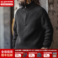 馬登工裝美式半拉鏈立領(lǐng)毛衣男秋季半高領(lǐng)豎線(xiàn)肌理百搭彈力男士針織衫 炭黑色 【寬松偏大/黑色毛衣/男士毛衣冬季】 XL (180)
