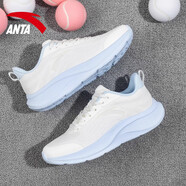 安踏（ANTA）漫步2跑步鞋女鞋2026新款網(wǎng)面輕便透氣跑鞋軟底減震運動(dòng)鞋子 5503-1象牙白/淡暮藍 36
