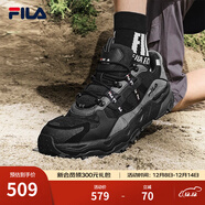 FILA 斐樂(lè )TREK老爹鞋男鞋新款休閑鞋時(shí)尚復古運動(dòng)鞋跑鞋 黑/南極灰-BD 39