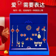 ?，斝驴頢925銀針耳釘新年套裝氣質(zhì)耳環(huán)禮盒送女友生日圣誕節禮物 新春喜慶耳釘七件套裝一