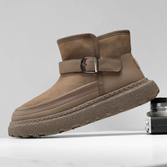 SERENE高檔品牌羊毛真皮雪地靴男2025新款冬季翻毛皮加絨加厚防寒大棉鞋 棕色 加厚羊毛內里羊毛鞋墊 43 【等于運動(dòng)鞋44碼】