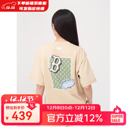 美職棒（MLB）官方旗艦 男女情侶裝短袖25夏季新款上衣后背仿牛仔老花半袖服T恤 波士頓隊2153/沙棕色 S 165/88A