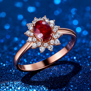 米萊珠寶女士鴿血紅寶石戒指皇家藍寶石奢侈首飾品七夕情人節生日禮物 【2.3克拉】鴿血紅寶石戒指