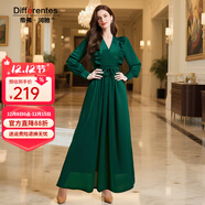 帝弗·潤馳2025秋季新款綠色法式浪漫連衣裙女度假超長(cháng)款優(yōu)雅氣質(zhì)高檔長(cháng)裙女 綠色 M