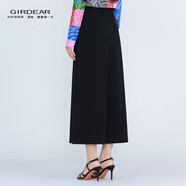 哥弟（GIRDEAR）女裝褲子新款招牌四面彈顯瘦休閑褲女褲雅通勤直筒褲110035 黑色 S (2碼)
