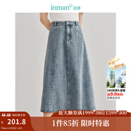 茵曼（INMAN）100%純棉法式牛仔半身裙2025夏女裝新款氣質(zhì)顯瘦中高腰A字裙子 淺牛仔 L