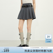范思藍恩范思藍恩時(shí)尚少女感百褶高腰短裙2025春季新款半身裙11056 灰色 M