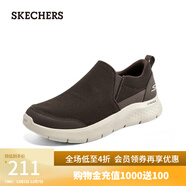 斯凱奇（Skechers）男鞋運動(dòng)休閑鞋一腳蹬懶人鞋健步鞋樂(lè )福鞋網(wǎng)面鞋 棕色/BRN 40