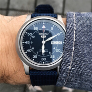 精工（SEIKO）男表Seiko SNK807 全自動(dòng)機械夜光藍色表盤(pán)帆布簡(jiǎn)約手表 SNK807