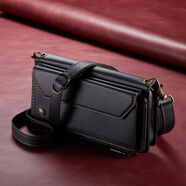 道悅歐美適用三星GalaxyZFold6手機皮套Fold345錢(qián)包卡包W25W24W23W22保護殼斜挎繩帶筆槽 黑色+長(cháng)繩 三星GalaxyZFold6