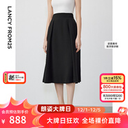 朗姿【尖貨補單】法式復古赫本風(fēng)黑色半身裙女新款傘裙高腰顯瘦a字裙 黑色 XL