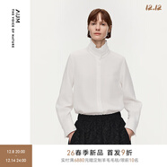 噢姆（AUM）【商場(chǎng)同款】2026年春季新款高級感微縐肌理荷葉領(lǐng)白色襯衫上衣女 白色 S