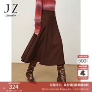 玖姿·安娜蔻優(yōu)雅簡(jiǎn)潔復古氣質(zhì)A字版型松緊長(cháng)裙女冬款 咖啡 S
