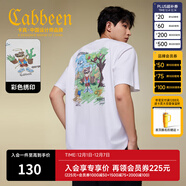 卡賓（CABBEEN）【彩色繡印】彩色童真印花T恤2025夏季新款休閑百搭短袖上衣 米白色12（寬松版型） L /175/50