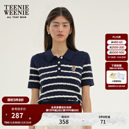 Teenie Weenie小熊女裝簡(jiǎn)約夏季短袖毛衣針織衫POLO領(lǐng)泡泡袖女裝 藏青色 M 165