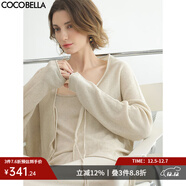 COCOBELLA萊賽爾氣質(zhì)針織衫女系帶通勤外套紙片人舒適開(kāi)衫MZ3169 薏仁色針織衫MZ3169 L