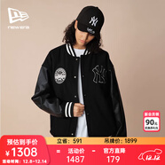 NEW ERA紐亦華MLB棉服男女情侶NY夾克棒球服保暖外套 14117431-黑色 S