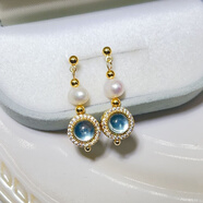 飾尚e族2024年新款輕奢小眾耳環(huán)感耳飾海藍寶耳環(huán)淡水珍珠銀針耳釘 5141B耳墜(銀針鍍金)