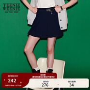 Teenie Weenie小熊秋季格紋百褶短裙學(xué)院風(fēng)休閑半身裙灰色半裙女裝 藏青色 M (165)