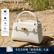 CHARLES&KEITH金屬扣帶凱莉包婚包手提單肩包包女包生日圣誕禮物CK2-50270880 Cream奶白色 S