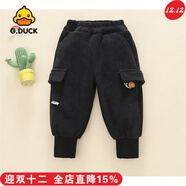 G.duck小黃鴨寶寶冬季加絨厚棉褲子中小兒童燈芯絨寬松卡通嬰幼兒保暖褲 深灰色加絨燈芯絨棉褲 80cm