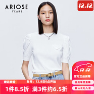 艾諾絲雅詩(shī)【商場(chǎng)同款】夏新款復古休閑泡泡袖針織衫T恤短袖上衣10418176 白色 S