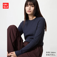 優(yōu)衣庫女裝柔軟羅紋圓領(lǐng)T恤/長(cháng)袖483468 69 藏青色 XL