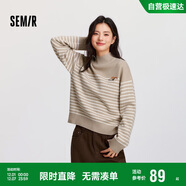 森馬（Semir）森柔|地理系列毛衣女冬季半高領(lǐng)刺繡條紋衫101724107022