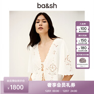 ba&shbash2025夏季法式度假花紋鏤空花邊袖系帶開(kāi)衫上衣襯衫1H25OLAY ECRU S