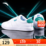 安踏男鞋小黑鞋冬季保暖低幫板鞋新款防滑耐磨男士休閑滑板鞋子男 白綠-2 42