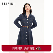 詩(shī)凡黎（'SEIFINI）【商場(chǎng)同款】工裝牛仔連衣裙2023秋新款復古裙子3E8292631 牛仔藍 S 155/80A