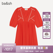 ba&sh bash春法式白色慵懶風(fēng)短裙V領(lǐng)高腰沙灘連衣裙女1E21ALMA ROUGE-胭脂紅 M (1)