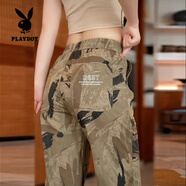 花花公子（PLAYBOY）2026新款工裝休閑褲男運動(dòng)寬松束腳沖鋒褲春秋冰絲薄款九分褲子男 2018卡其【同款迷彩褲】 L