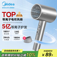 美的（Midea）5億等離子護發(fā)電吹風(fēng) 家用負離子吹風(fēng)筒 1800W大功率便攜吹風(fēng)機FJ308銀 國家補貼 節日/生日禮物