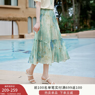 香影海邊度假暈染連衣裙女2025夏季新款民族風(fēng)波西米亞v領(lǐng)雪紡裙 綠花R85S708 半身裙 XL 170/92A/125-140斤