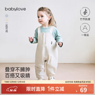 babylove【清倉】嬰兒背帶褲春長(cháng)褲男女寶寶洋氣休閑時(shí)尚百搭外出連體褲子 樺樹(shù)白 73