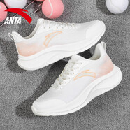 安踏（ANTA）漫步2跑步鞋女鞋2026新款網(wǎng)面輕便透氣跑鞋軟底減震運動(dòng)鞋子 5503-2象牙白/水粉橙 36
