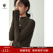 范思藍恩范思藍恩204303半高領(lǐng)打底衫女秋冬百搭修身針織上衣緊身內搭毛衣 深咖色  XL