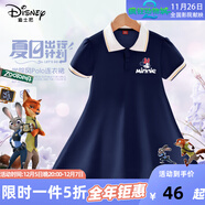 迪士尼寶寶女童夏季裙子2025夏款學(xué)院風(fēng)POLO裙夏裝公主裙女孩韓版兒童連衣裙 迪B優(yōu)雅米妮K藏青 160