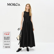 MO&Co.連衣裙春無(wú)袖背心A字裙松緊腰金屬拉鏈MBE1DRST11 黑色 S 160