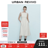 UR2025秋季新款女裝法式氣質(zhì)通勤一字領(lǐng)無(wú)袖連衣裙UWM750004 米白 XS