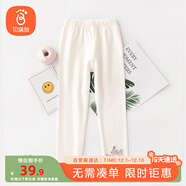 貝瑞加（Babyprints）女童打底褲兒童褲子女寶寶彈力長(cháng)褲女孩春秋底褲木耳邊 白140