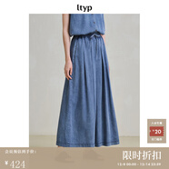 旅途原品ltyp 天絲牛仔襯衫/闊腿裙褲  獨特別致短袖襯衣女冬 休閑褲-霧霾藍 S