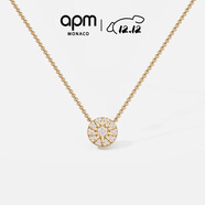 APM MonacoSoleil時(shí)尚金黃色星羅盤(pán)項鏈圓形吊墜禮物送女友毛衣鏈