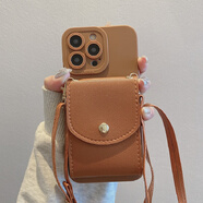 MARMOTER新款零錢(qián)包適用蘋(píng)果16promax手機殼13保護套iphone15卡 多功能插卡零錢(qián)包棕色鏡頭全包 iPhone6sPlus