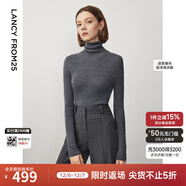朗姿【朗姿羊毛Basic衣櫥】純羊毛法式毛針織衫冬季新款修身長(cháng)袖毛衣 深灰色2 XL
