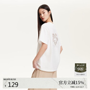 VEROMODA T恤2025春季新款蕾絲花朵拼接設計寬松落肩短袖上衣3251T1012